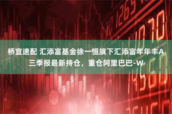 桥宜速配 汇添富基金徐一恒旗下汇添富年年丰A三季报最新持仓，重仓阿里巴巴-W