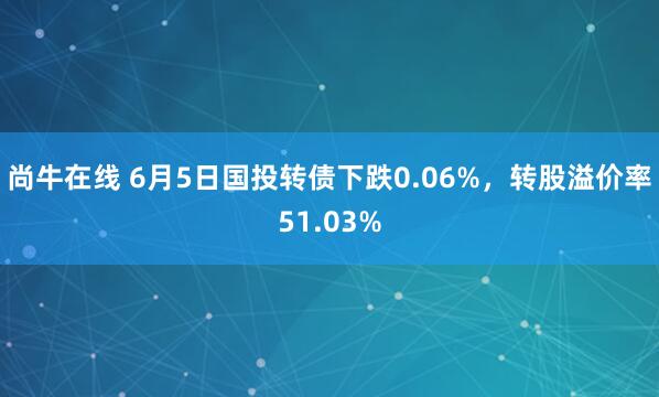 尚牛在线 6月5日国投转债下跌0.06%，转股溢价率51.03%